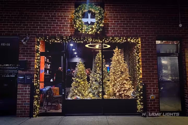 Professional commercial Christmas light installation in Brooklyn, New York — Landmark Property Display
