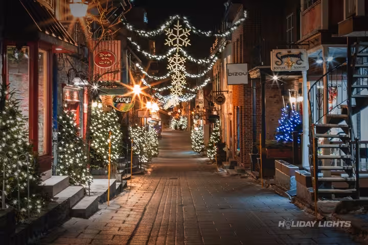 Downtown Skyline Christmas Decoration - Municipal Christmas lights installation in New York