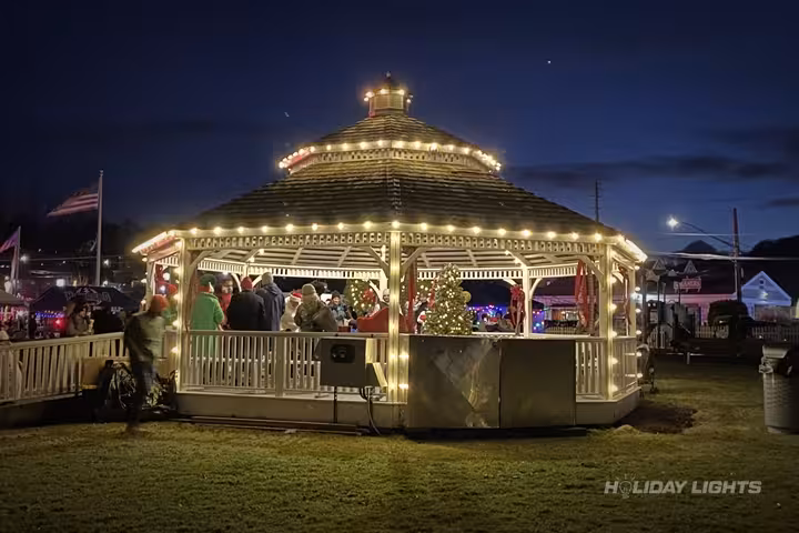 Professional municipal Christmas light installation in Sackets Harbor, New York — Town Square Gazebo Lights