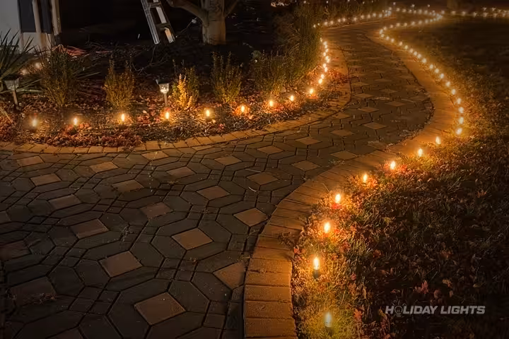 Professional residential Christmas light installation in Sackets Harbor, New York — Ground Path Lighting