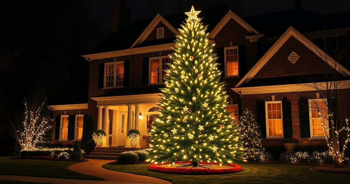 Red and Green Garland Accents for NY Tudor and Colonial Homes